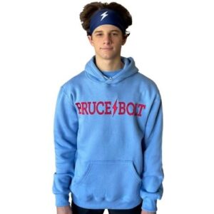 "BRUCE BOLT" Hoodie - Baby Blue/Red