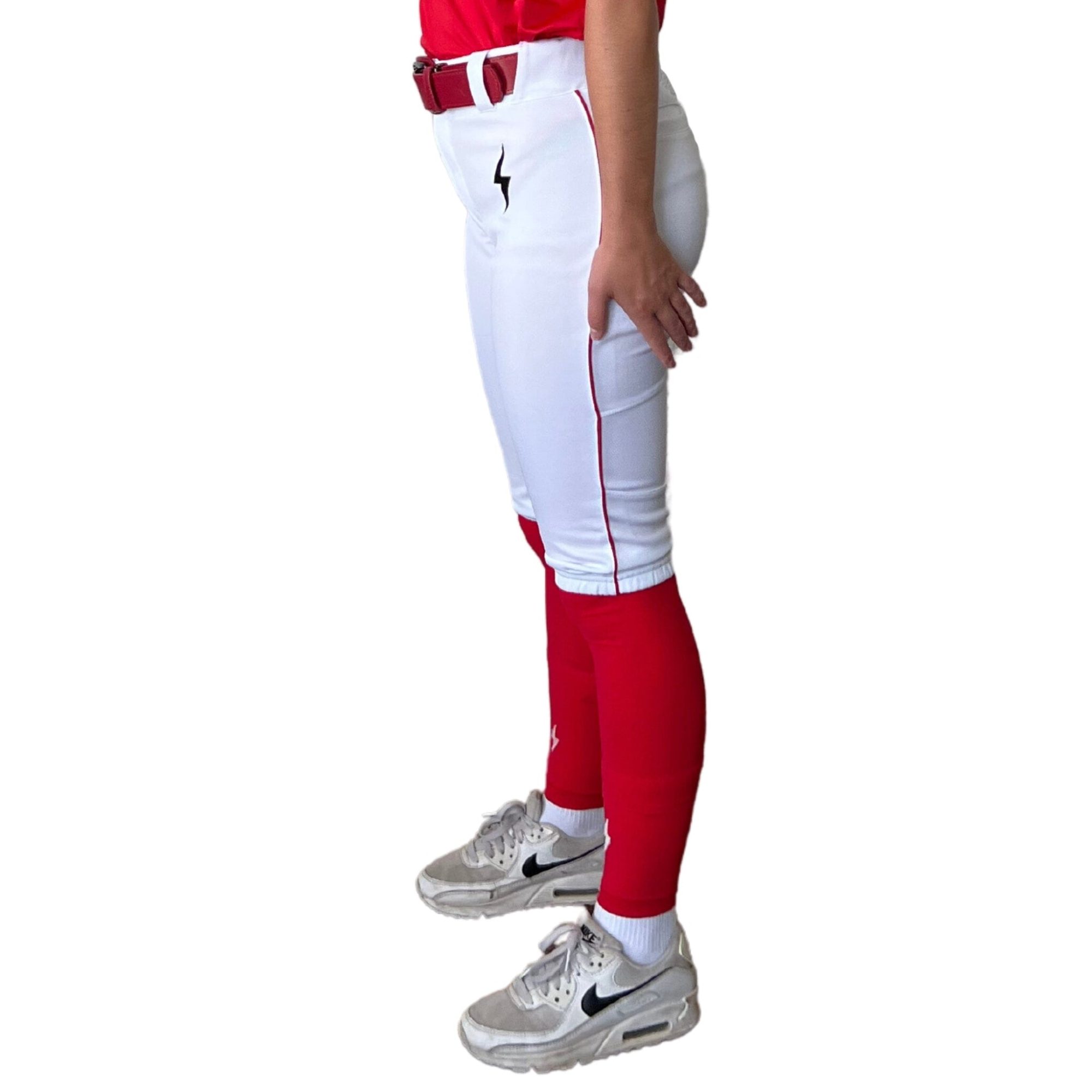 Premium Pro Softball Knicker Pant w/ Piping - White/Red