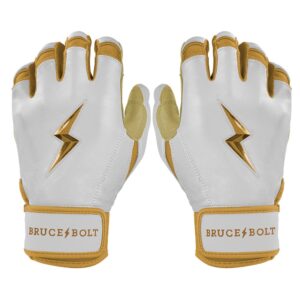 Gold Series Short Cuff Batting Gloves - White/Gold